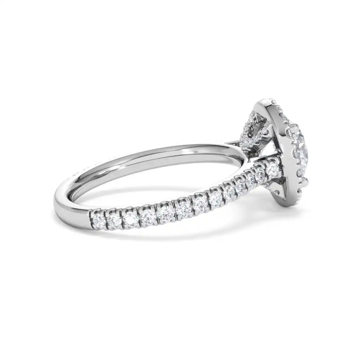 2.30ct Reina Lab Diamond Halo Engagement Ring in 18K White Gold F/VS1
