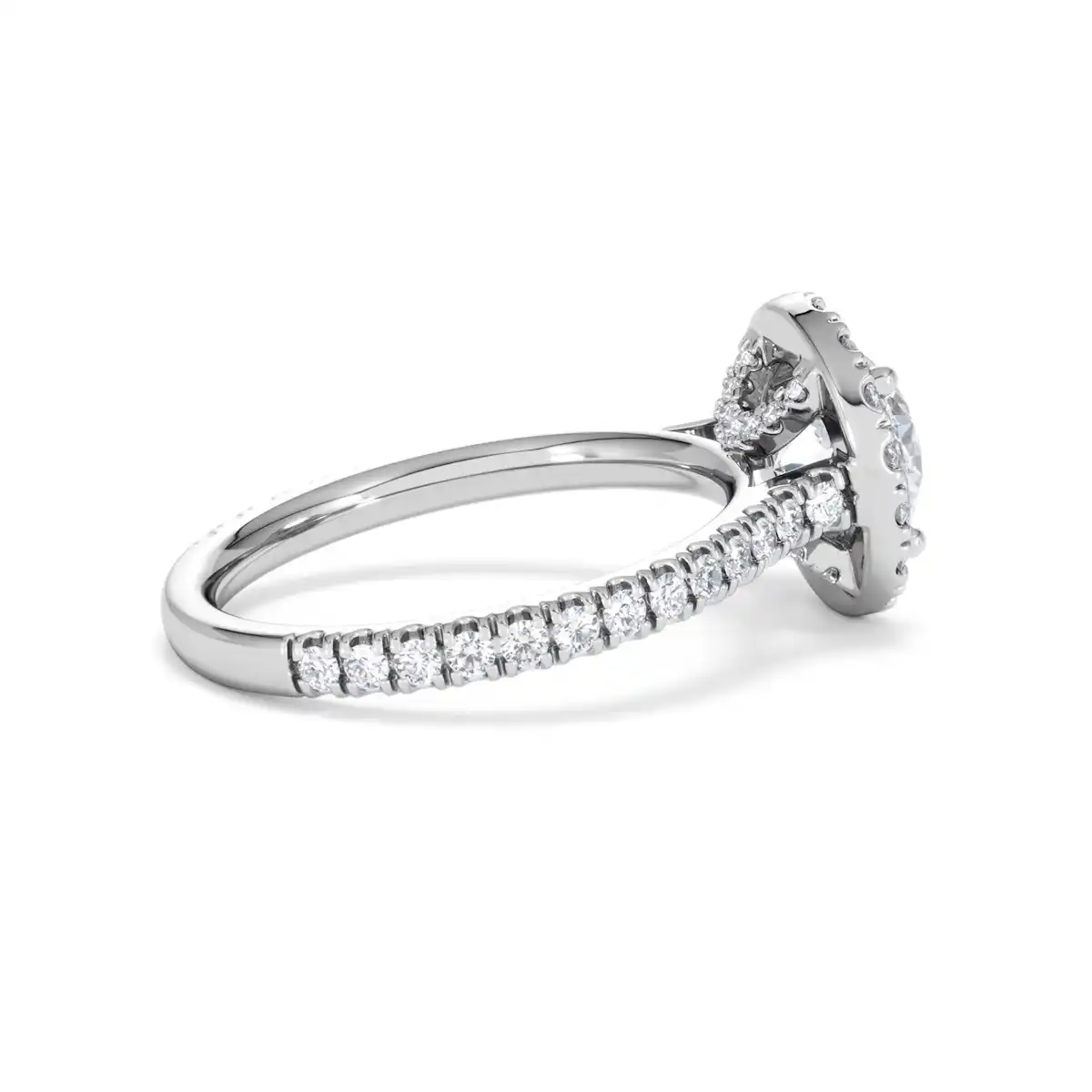 2.30ct Reina Lab Diamond Halo Engagement Ring in 18K White Gold F/VS1