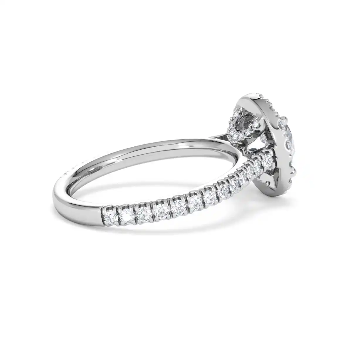 2.30ct Reina Lab Diamond Halo Engagement Ring in 18K White Gold F/VS1