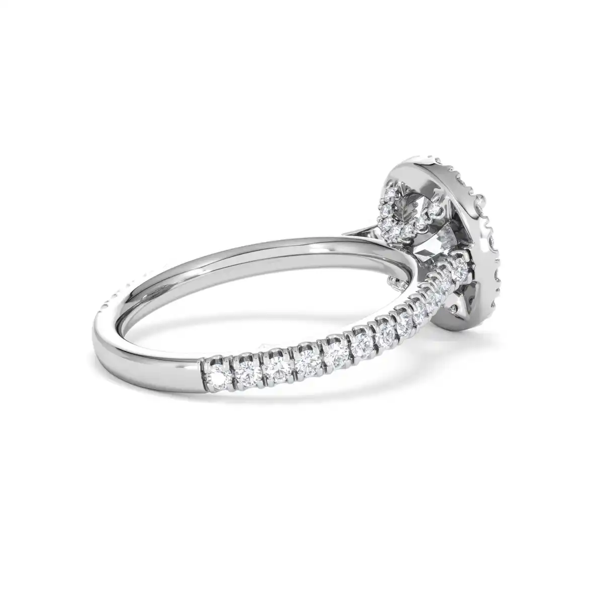 2.30ct Reina Lab Diamond Halo Engagement Ring in 18K White Gold F/VS1