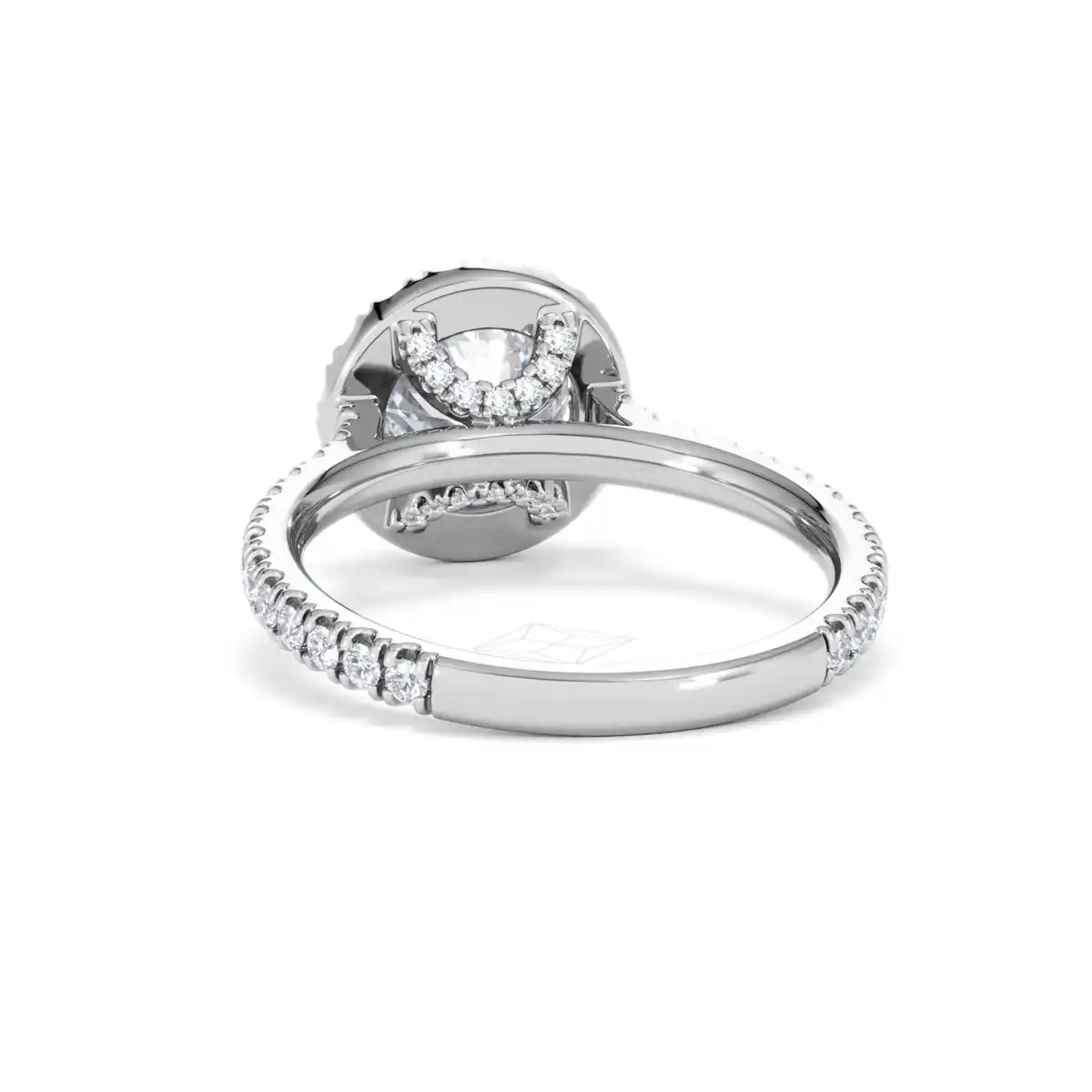2.30ct Reina Lab Diamond Halo Engagement Ring in 18K White Gold F/VS1