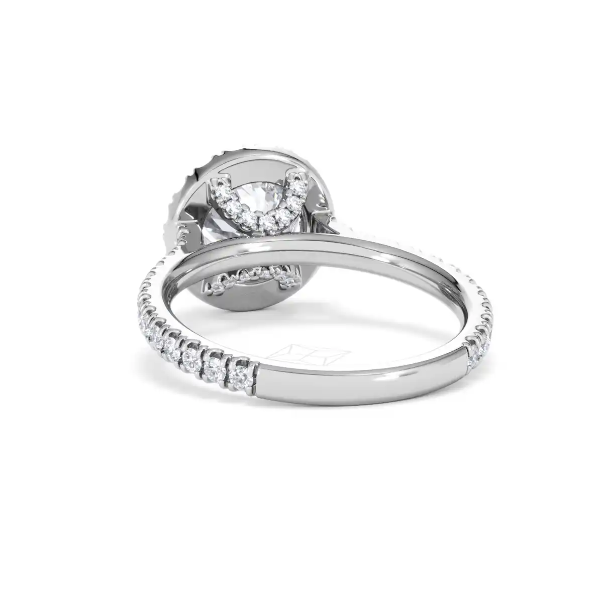 2.30ct Reina Lab Diamond Halo Engagement Ring in 18K White Gold F/VS1