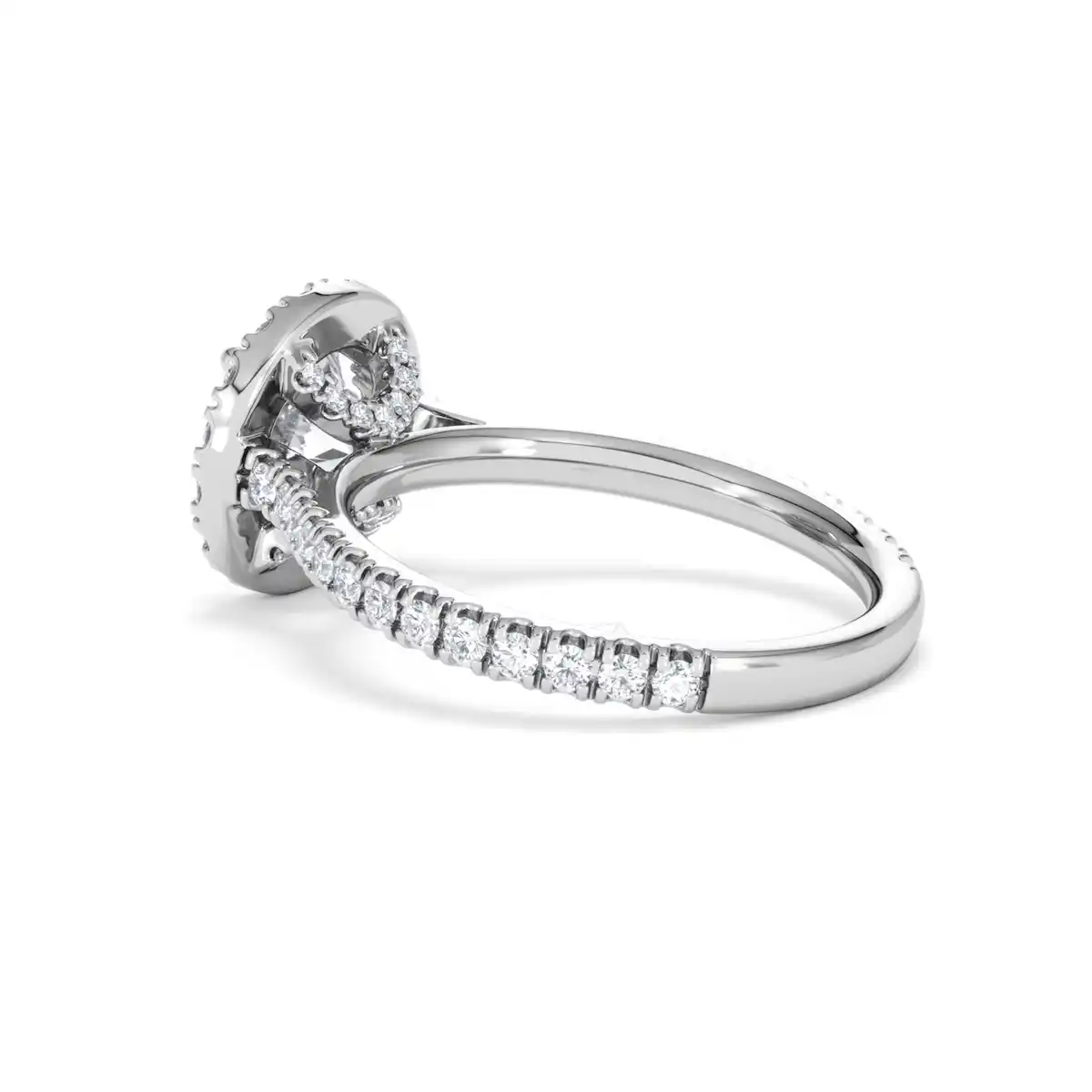2.30ct Reina Lab Diamond Halo Engagement Ring in 18K White Gold F/VS1