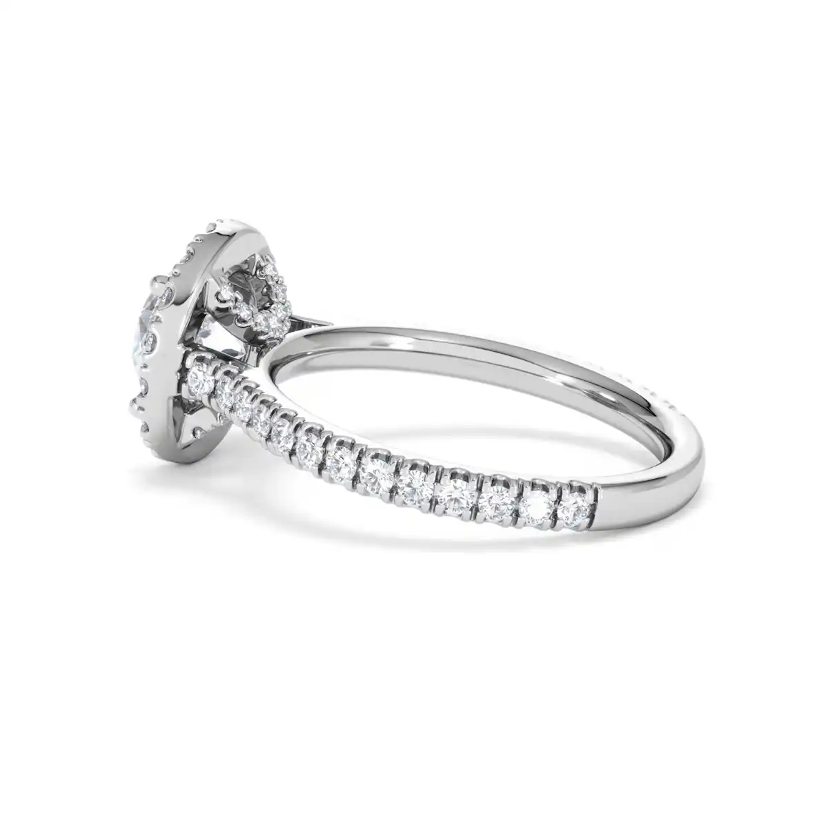 2.30ct Reina Lab Diamond Halo Engagement Ring in 18K White Gold F/VS1