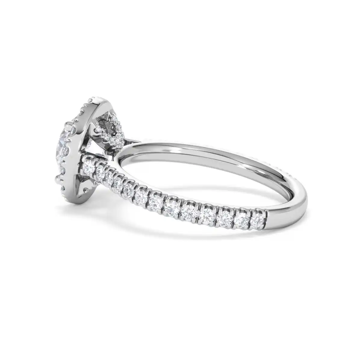 2.30ct Reina Lab Diamond Halo Engagement Ring in 18K White Gold F/VS1