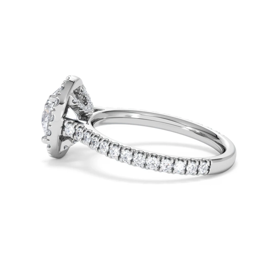 2.30ct Reina Lab Diamond Halo Engagement Ring in 18K White Gold F/VS1