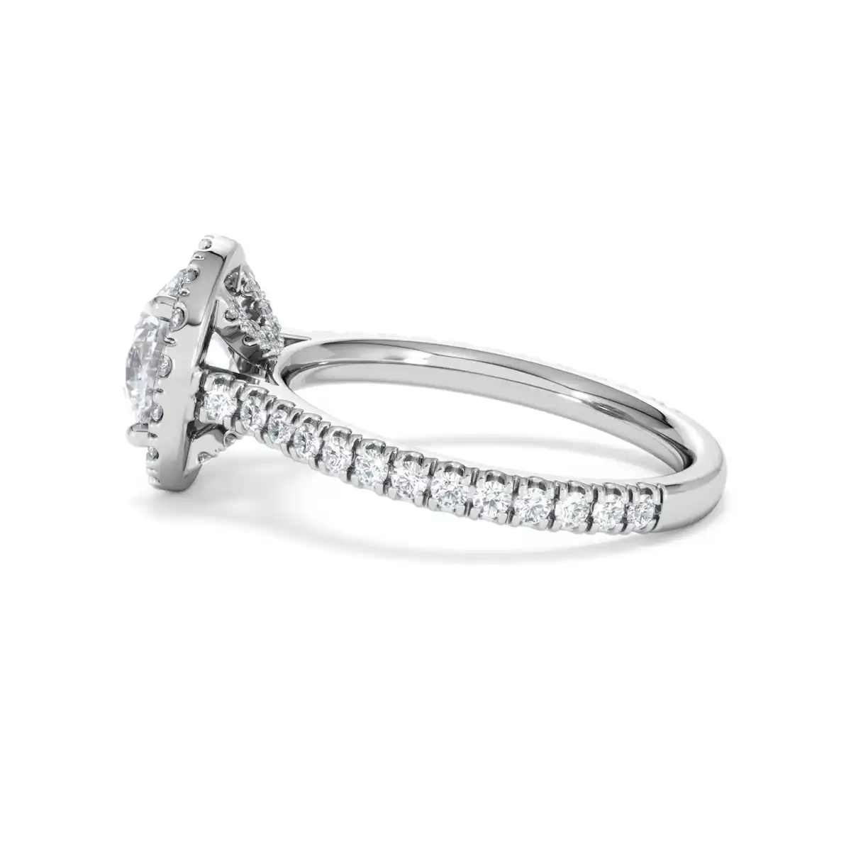 2.30ct Reina Lab Diamond Halo Engagement Ring in 18K White Gold F/VS1
