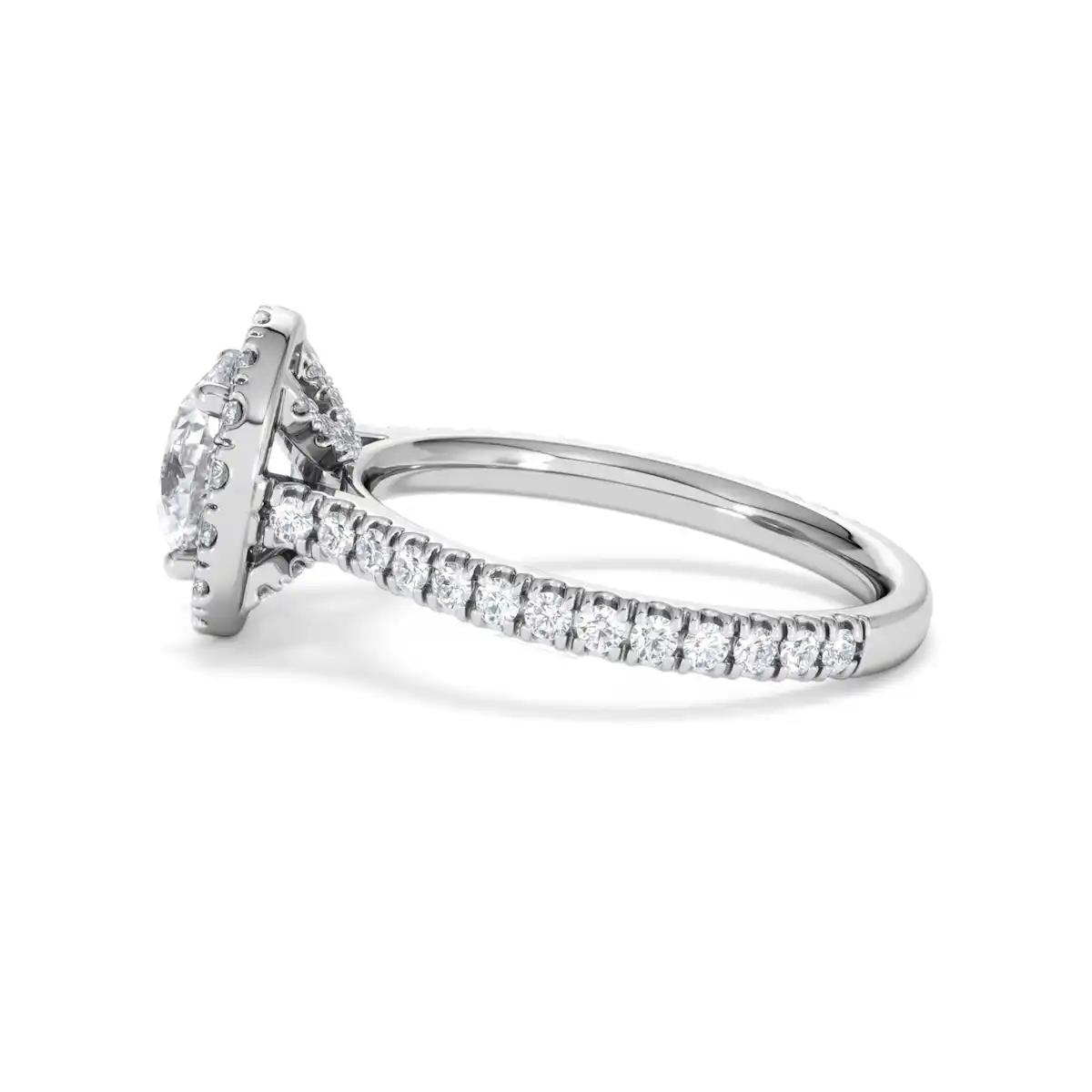 2.30ct Reina Lab Diamond Halo Engagement Ring in 18K White Gold F/VS1