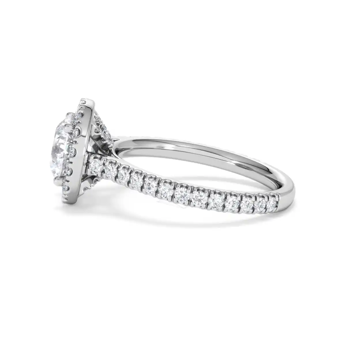 2.30ct Reina Lab Diamond Halo Engagement Ring in 18K White Gold F/VS1
