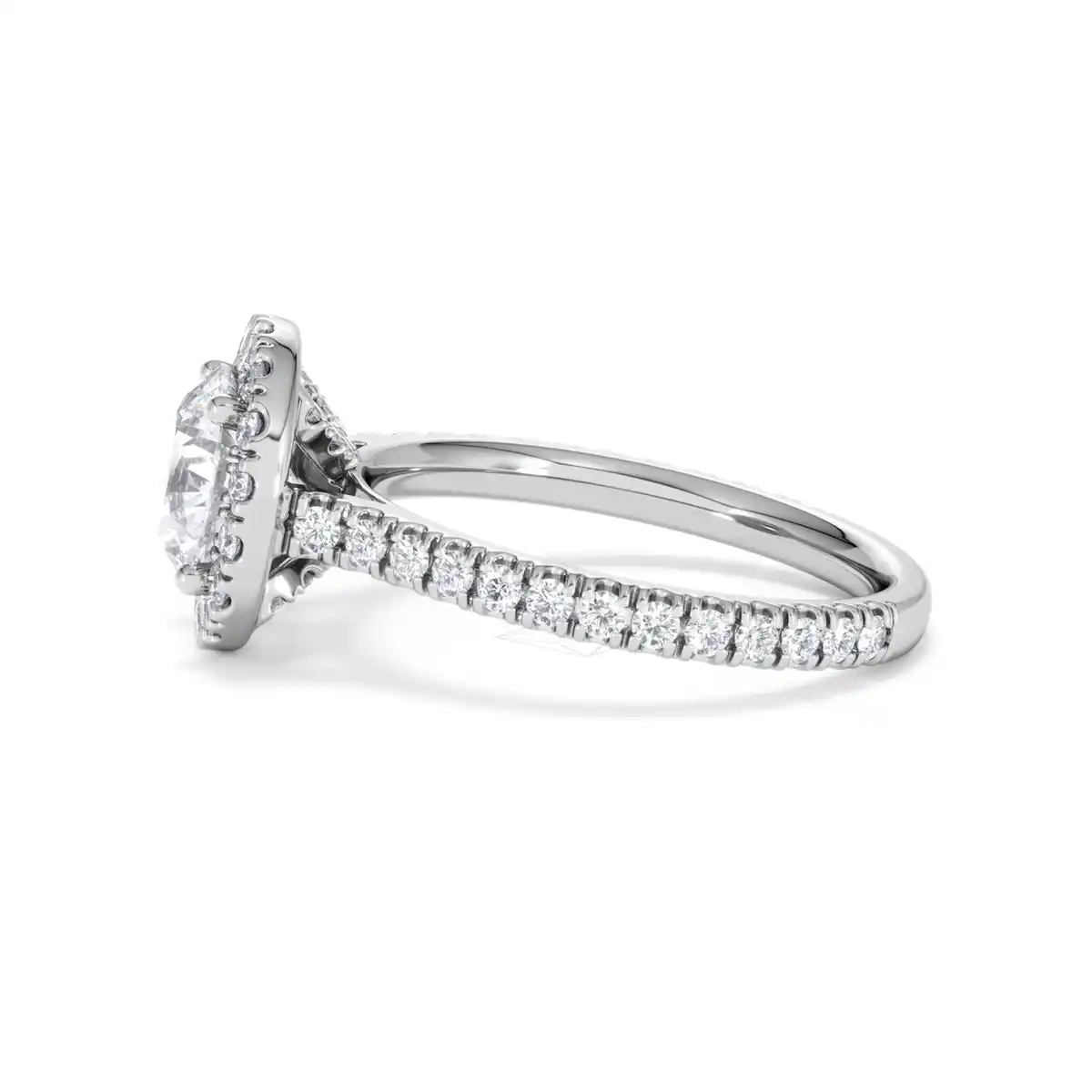 2.30ct Reina Lab Diamond Halo Engagement Ring in 18K White Gold F/VS1