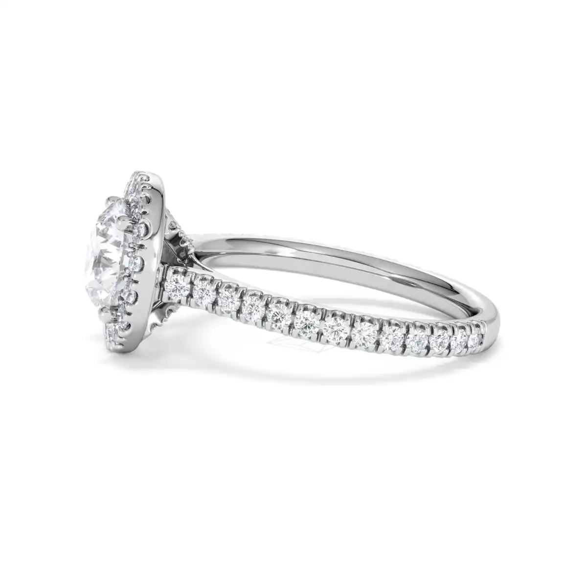 2.30ct Reina Lab Diamond Halo Engagement Ring in 18K White Gold F/VS1
