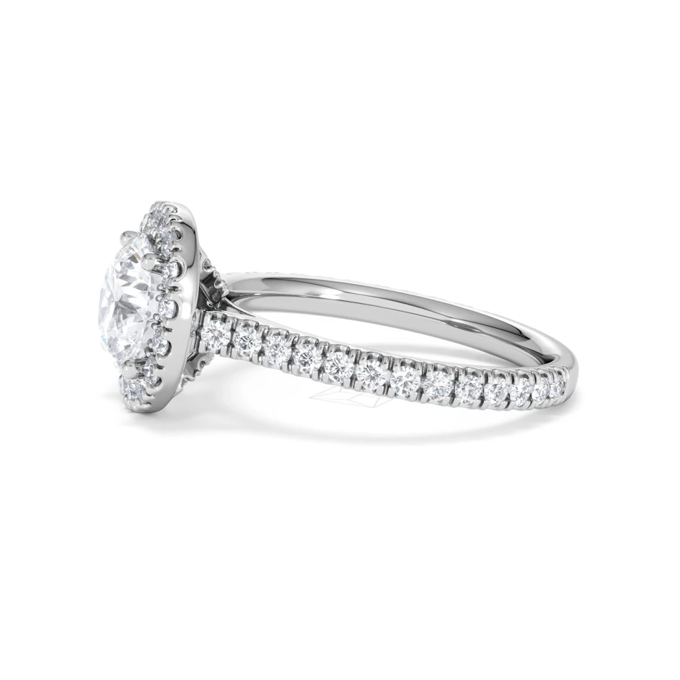 2.30ct Reina Lab Diamond Halo Engagement Ring in Platinum F/VS1