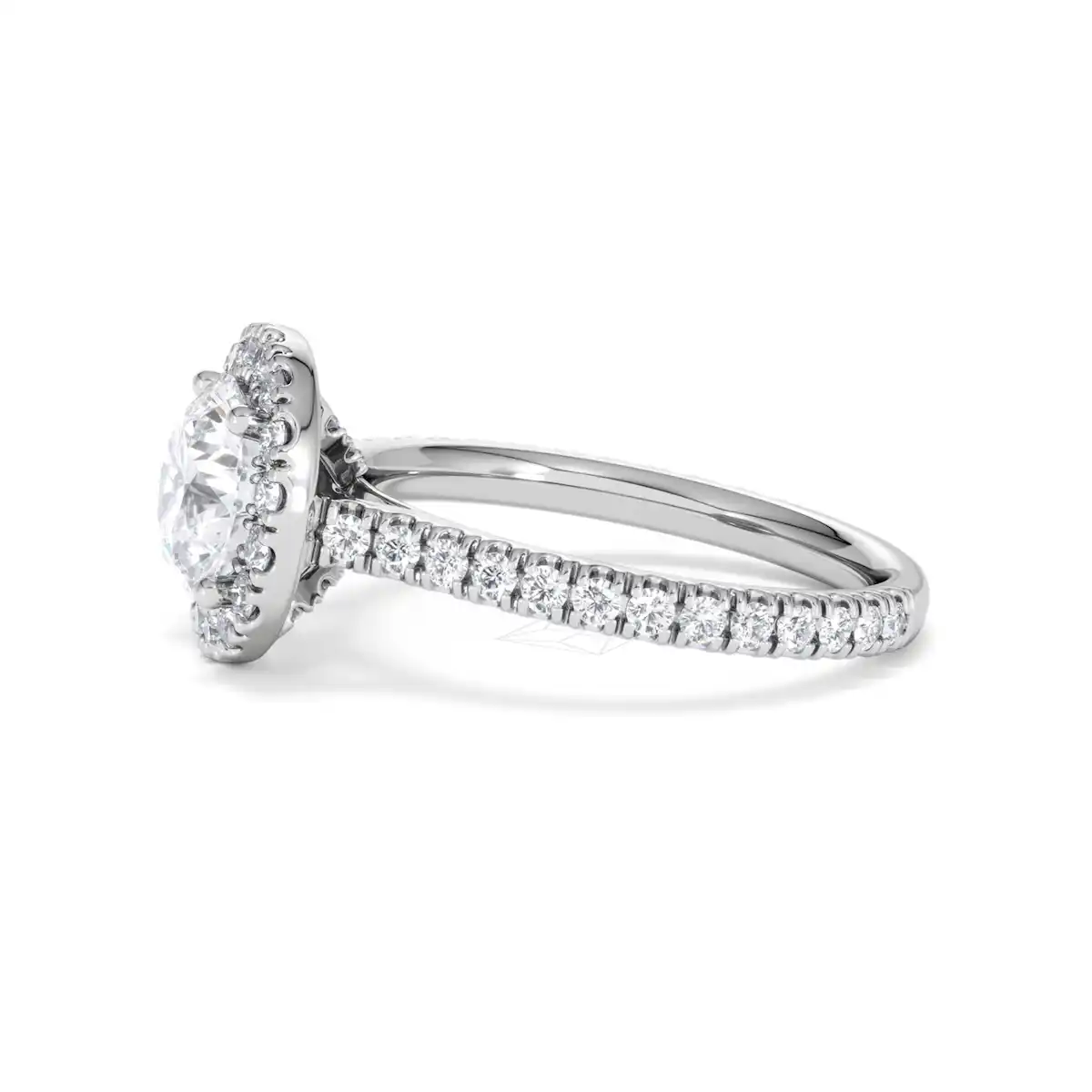 2.30ct Reina Lab Diamond Halo Engagement Ring in 18K White Gold F/VS1