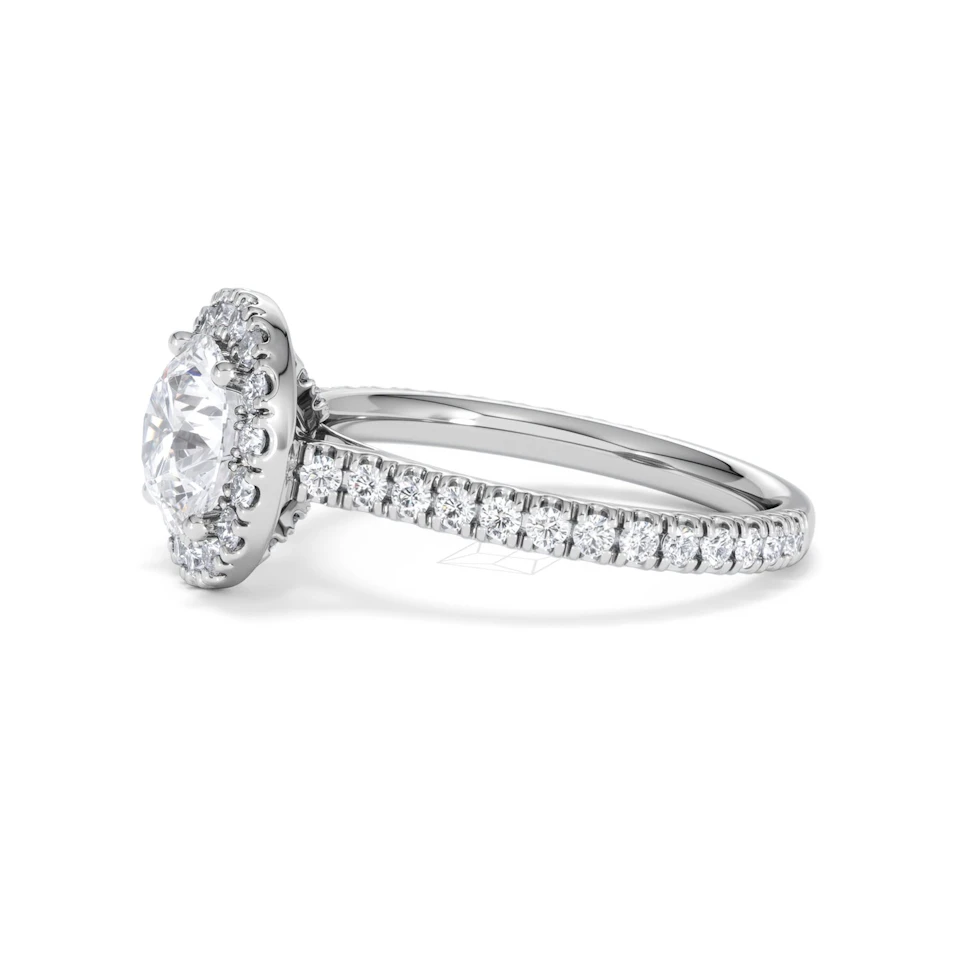 2.30ct Reina Lab Diamond Halo Engagement Ring in Platinum F/VS1