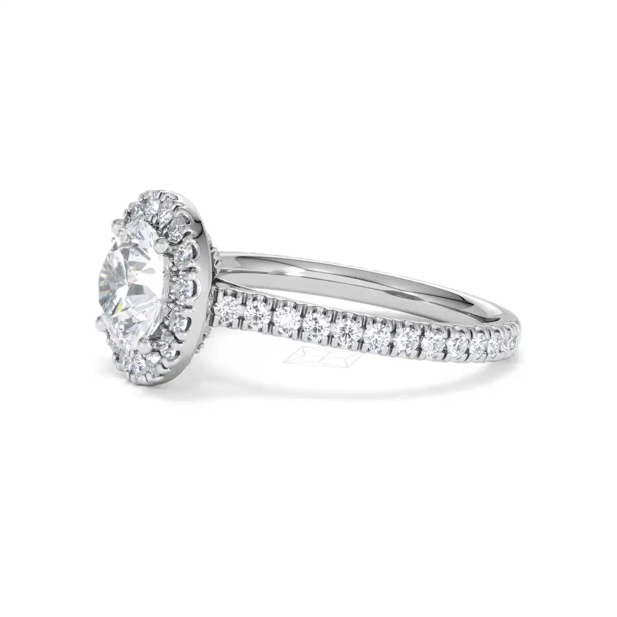 2.30ct Reina Lab Diamond Halo Engagement Ring in 18K White Gold F/VS1