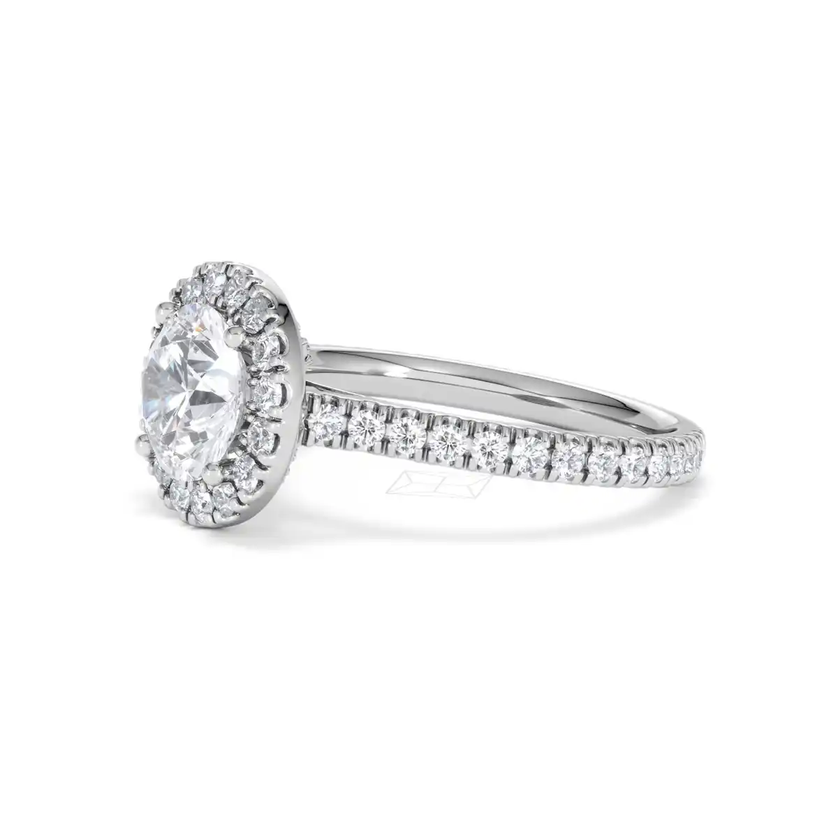 2.30ct Reina Lab Diamond Halo Engagement Ring in 18K White Gold F/VS1