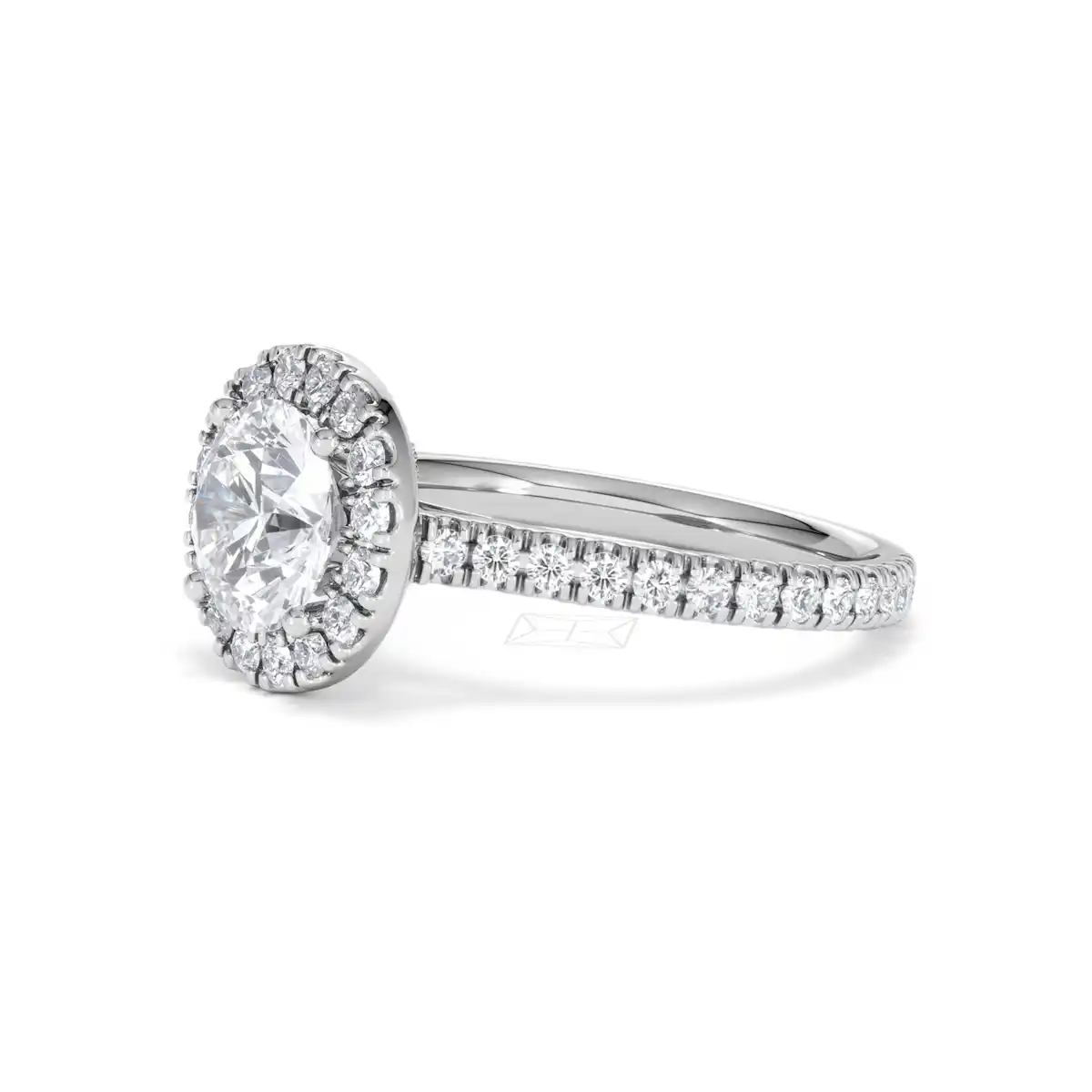 2.30ct Reina Lab Diamond Halo Engagement Ring in 18K White Gold F/VS1