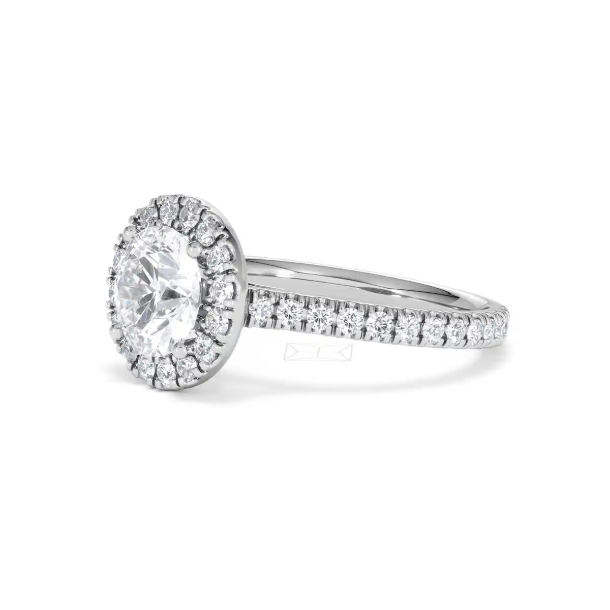 2.30ct Reina Lab Diamond Halo Engagement Ring in 18K White Gold F/VS1