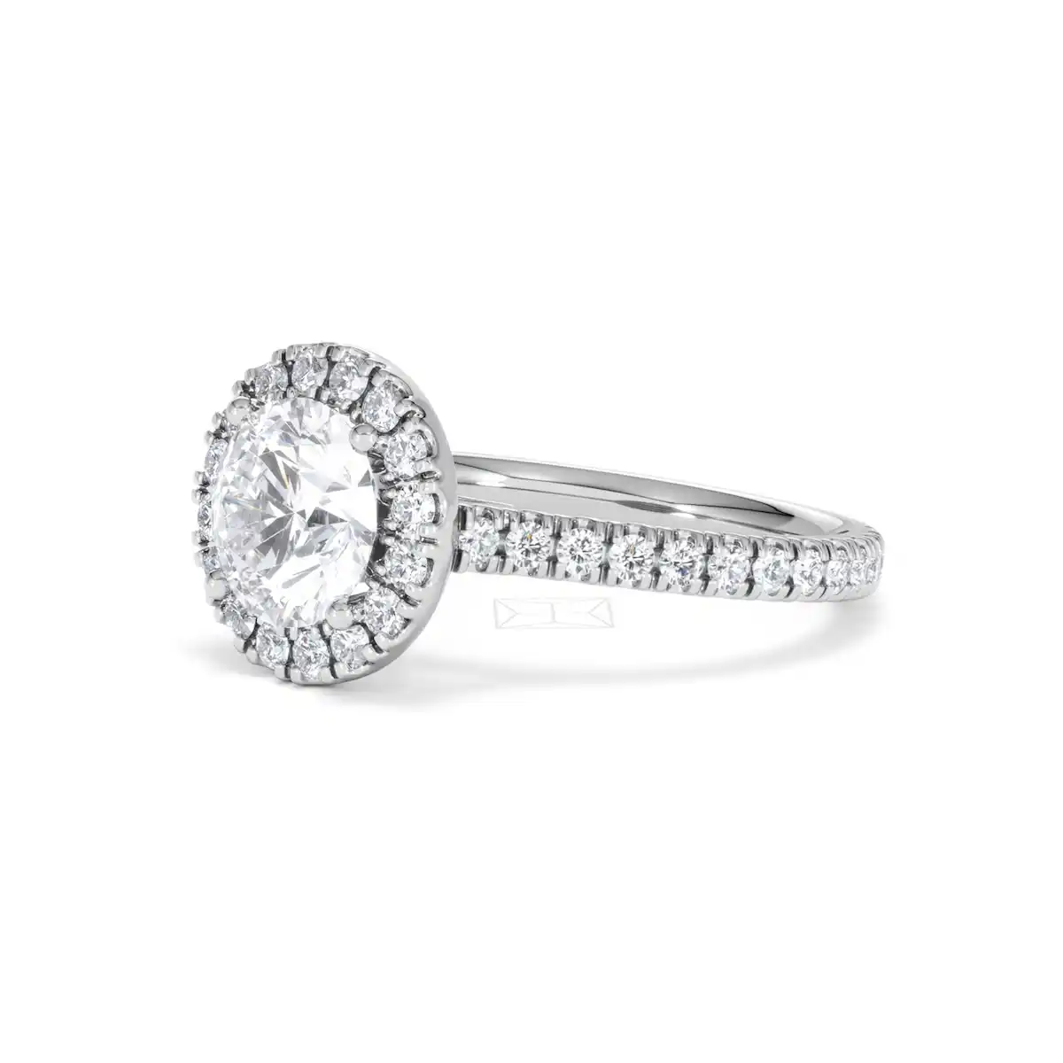 2.30ct Reina Lab Diamond Halo Engagement Ring in 18K White Gold F/VS1