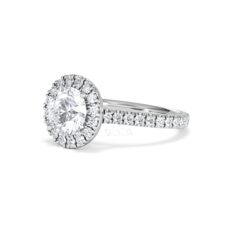 2.30ct Reina Lab Diamond Halo Engagement Ring in Platinum F/VS1