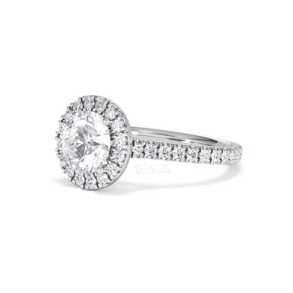2.30ct Reina Lab Diamond Halo Engagement Ring in 18K White Gold F/VS1
