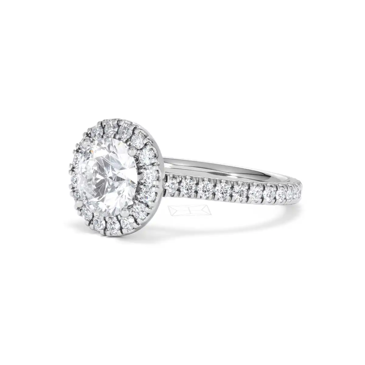 2.30ct Reina Lab Diamond Halo Engagement Ring in 18K White Gold F/VS1