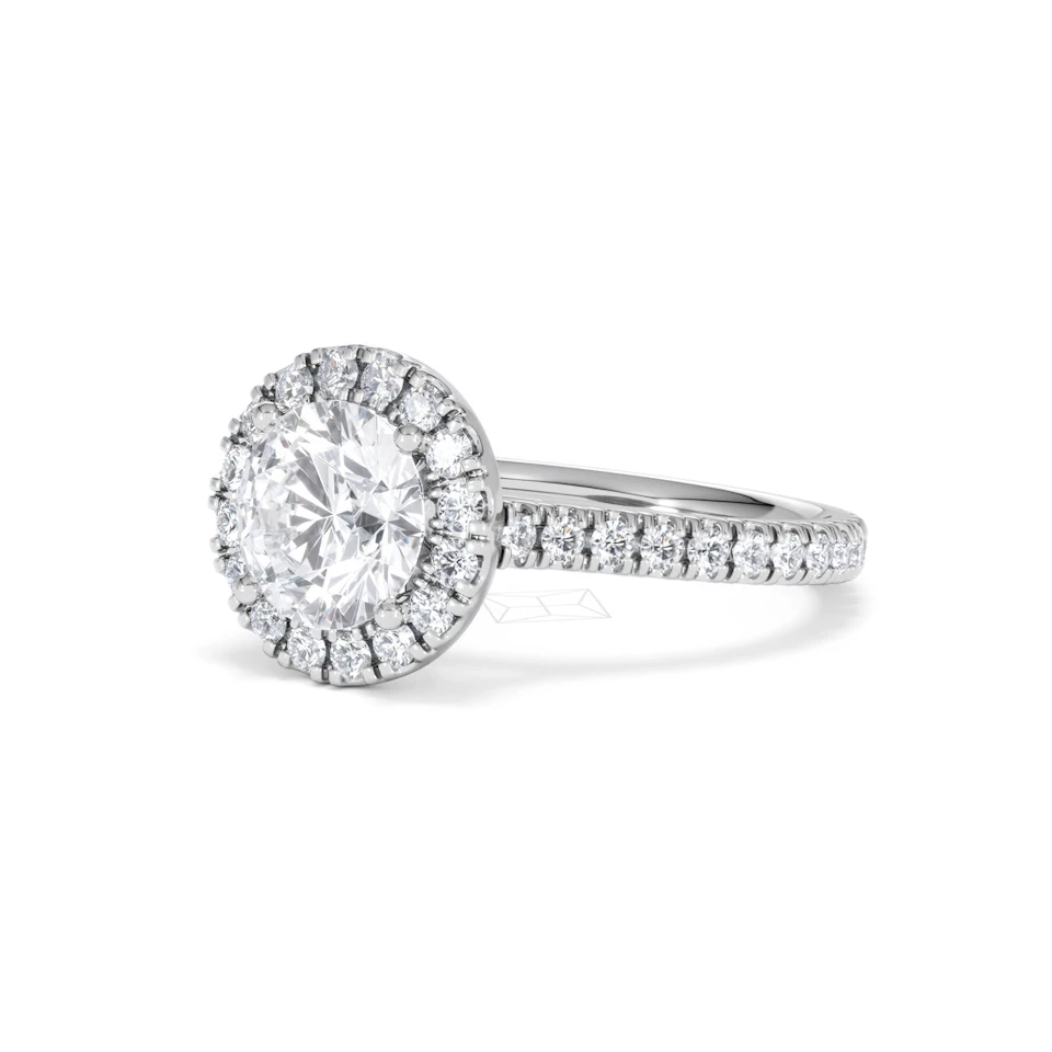 2.30ct Reina Lab Diamond Halo Engagement Ring in Platinum F/VS1