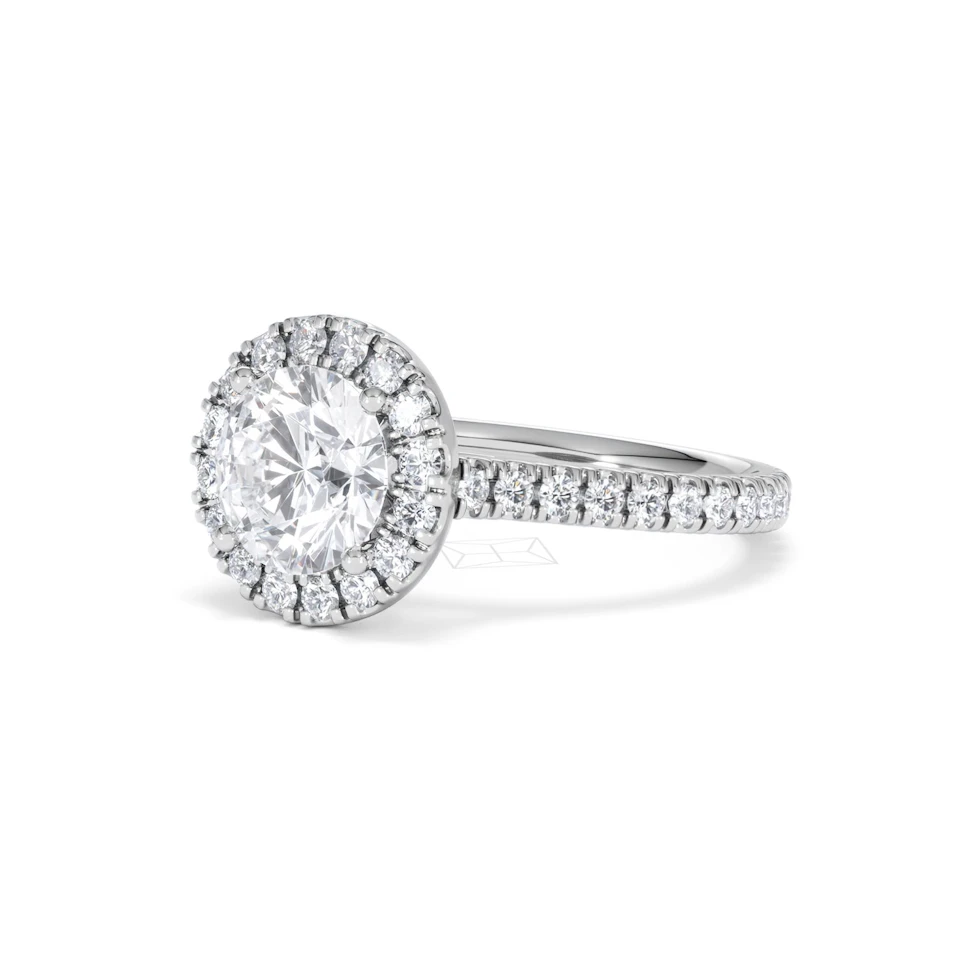 2.30ct Reina Lab Diamond Halo Engagement Ring in 18K White Gold F/VS1