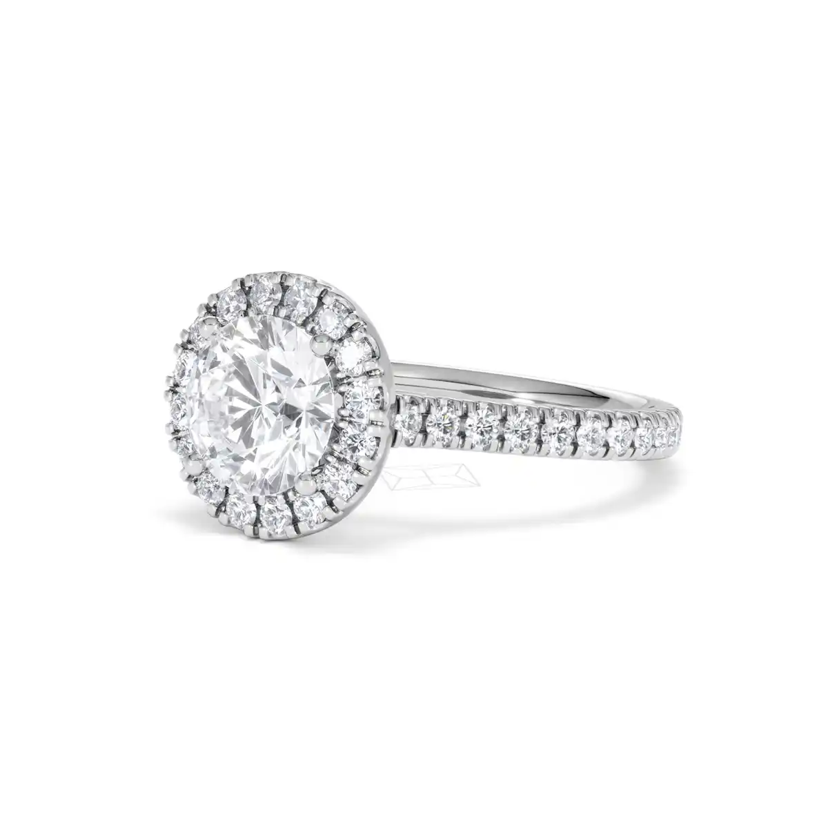 2.30ct Reina Lab Diamond Halo Engagement Ring in 18K White Gold F/VS1