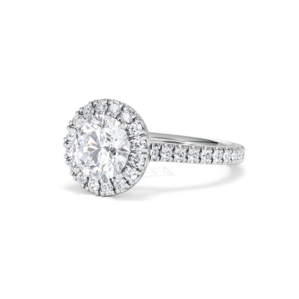 2.30ct Reina Lab Diamond Halo Engagement Ring in Platinum F/VS1