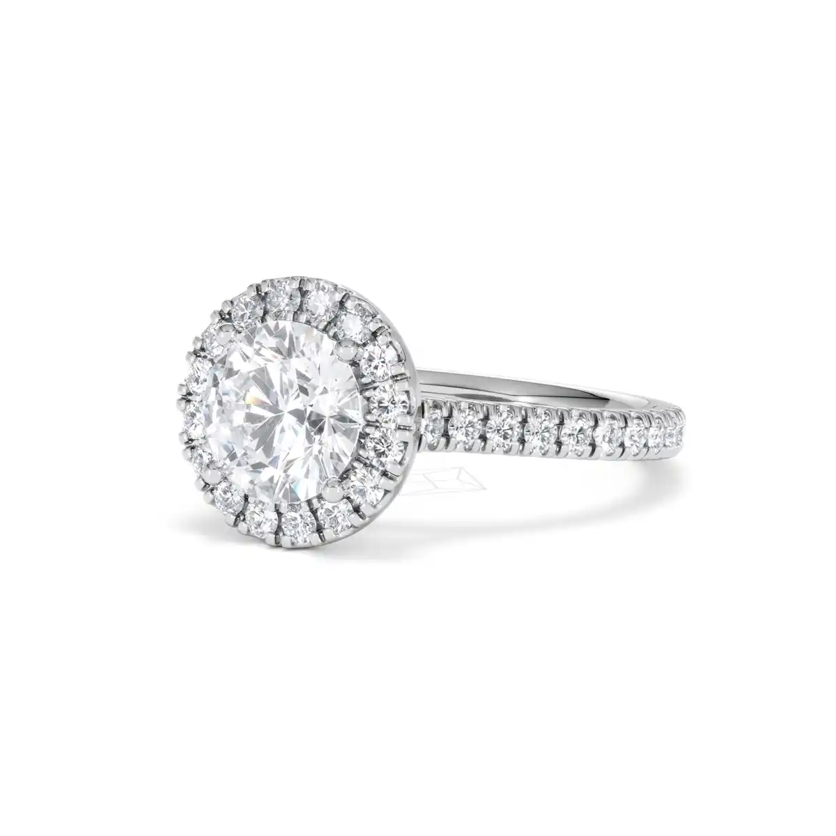 2.30ct Reina Lab Diamond Halo Engagement Ring in 18K White Gold F/VS1