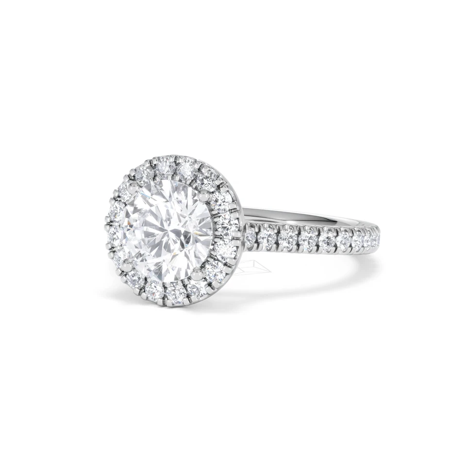 2.30ct Reina Lab Diamond Halo Engagement Ring in Platinum F/VS1