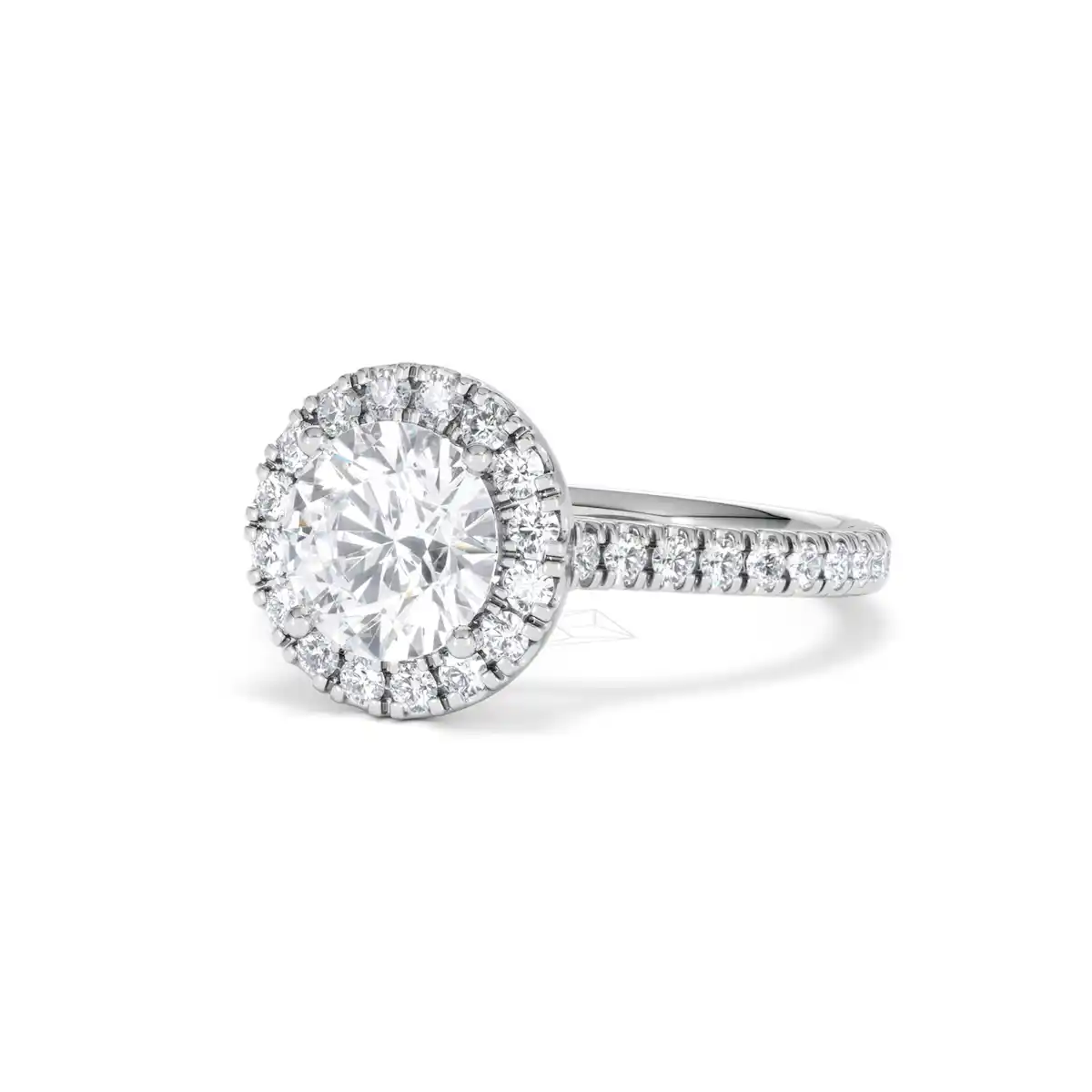 2.30ct Reina Lab Diamond Halo Engagement Ring in 18K White Gold F/VS1