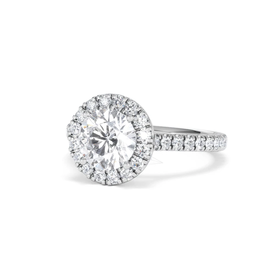 2.30ct Reina Lab Diamond Halo Engagement Ring in 18K White Gold F/VS1
