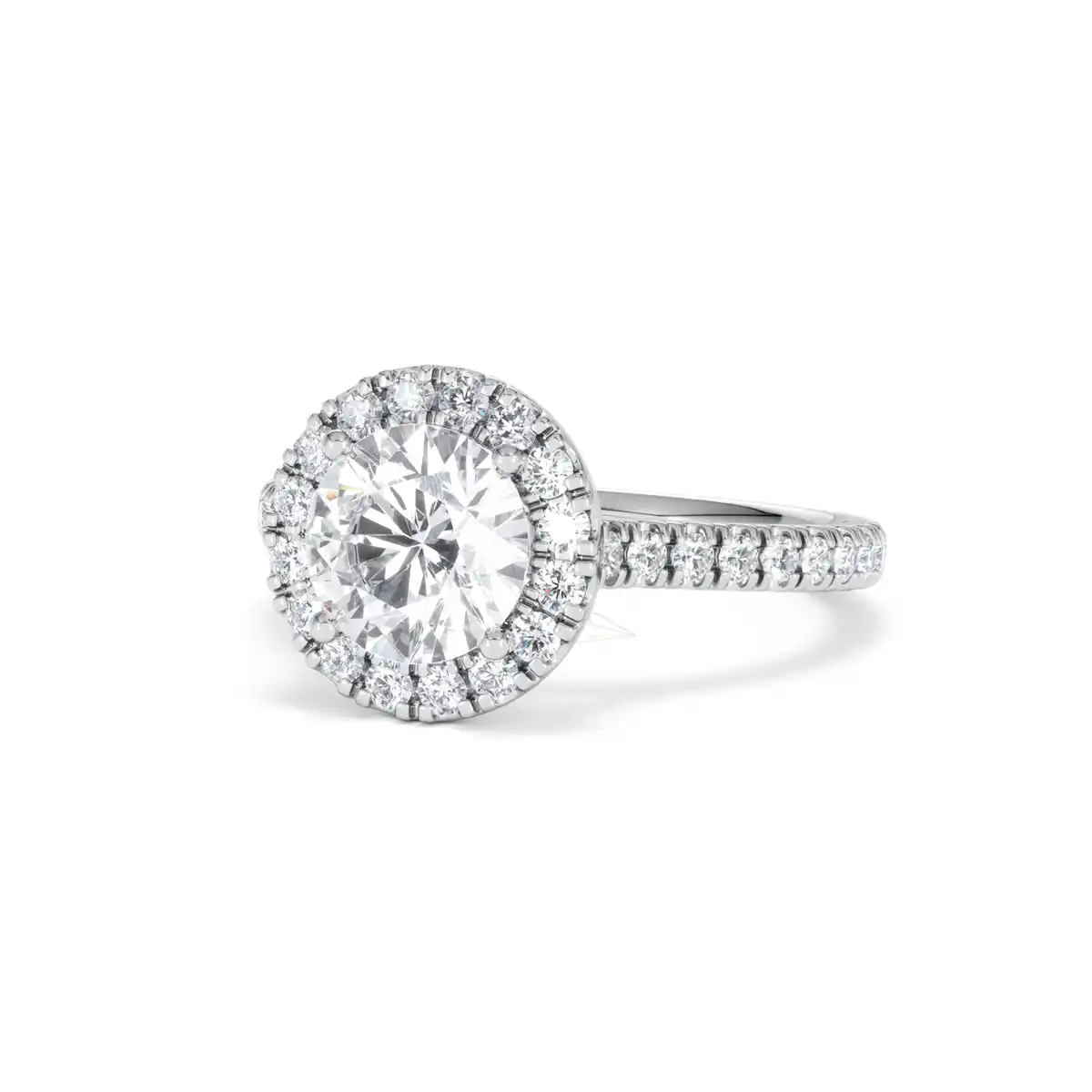 2.30ct Reina Lab Diamond Halo Engagement Ring in 18K White Gold F/VS1