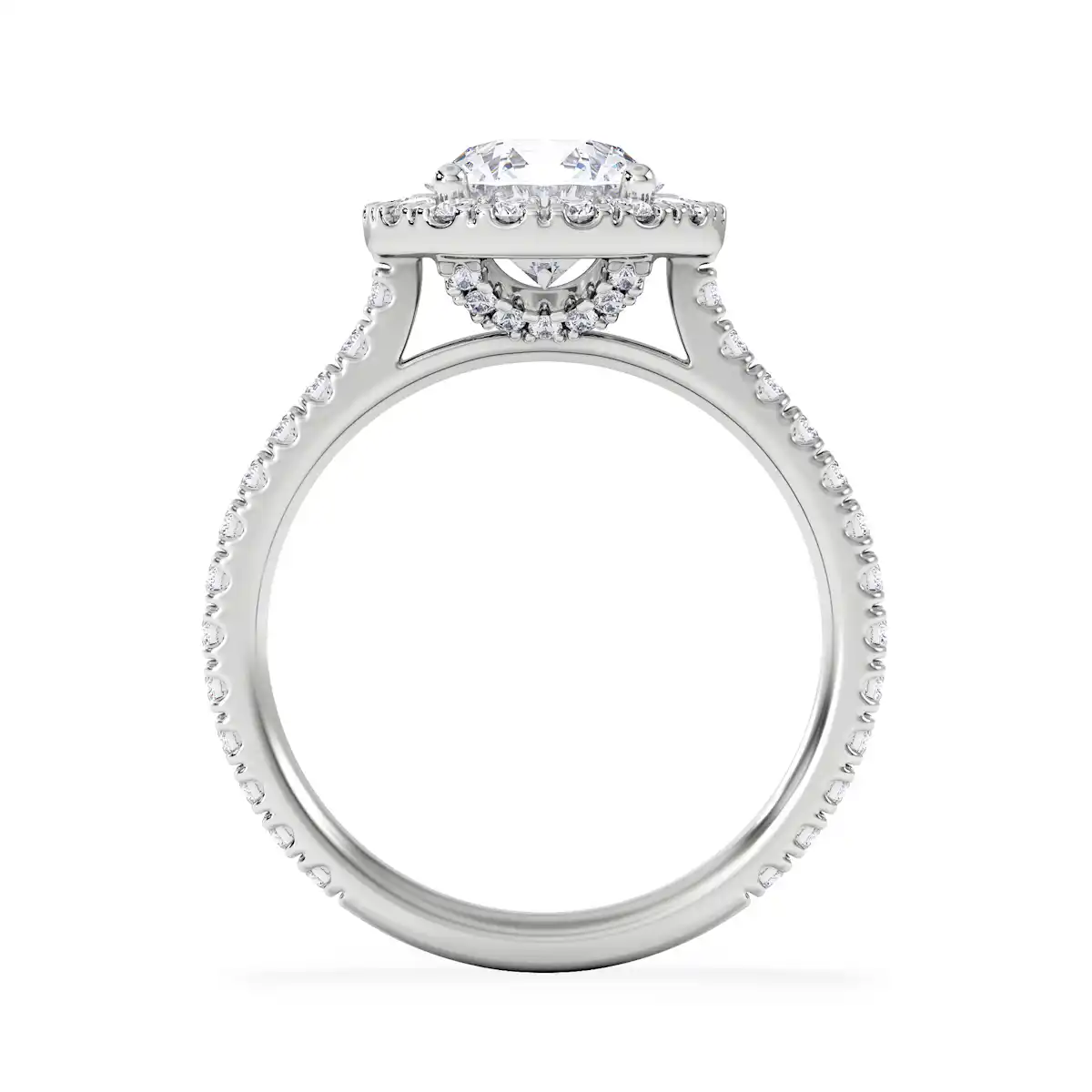 2.30ct Reina Lab Diamond Halo Engagement Ring in 18K White Gold F/VS1