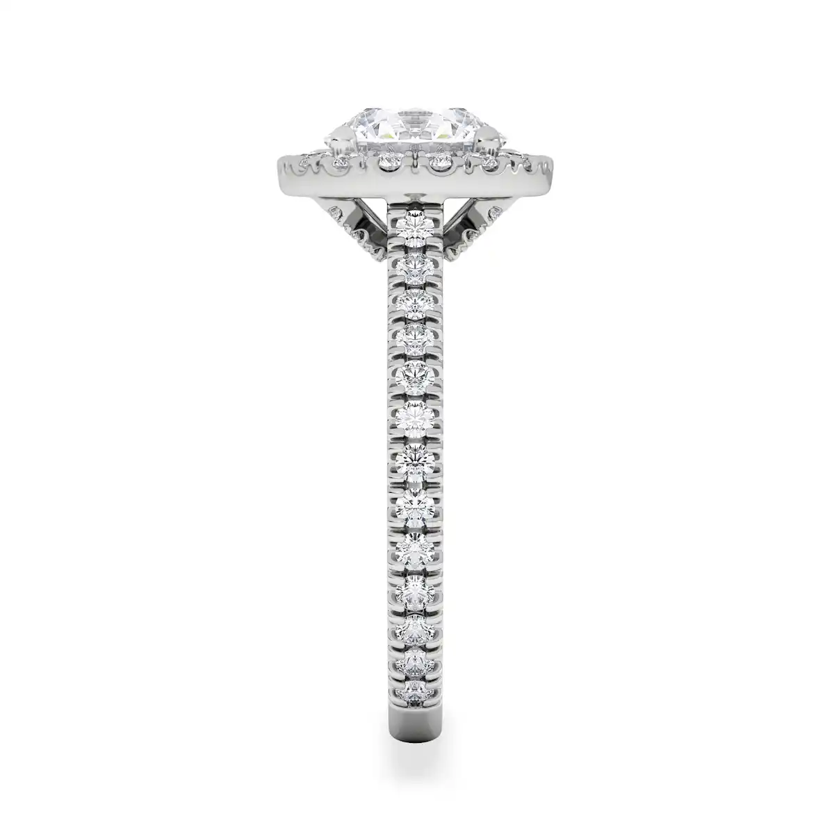 2.30ct Reina Lab Diamond Halo Engagement Ring in 18K White Gold F/VS1