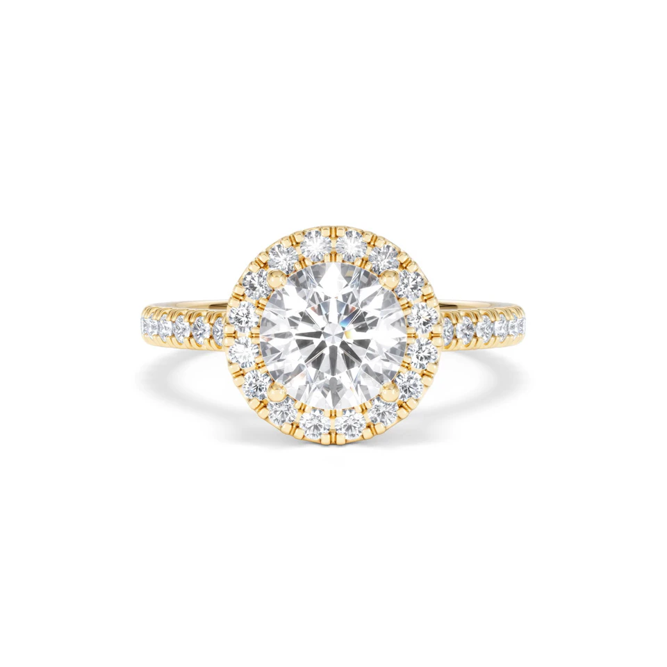 2.30ct Reina Lab Diamond Halo Engagement Ring in 18K Gold F/VS1