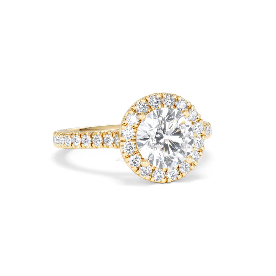 2.30ct Reina Lab Diamond Halo Engagement Ring in 18K Gold F/VS1