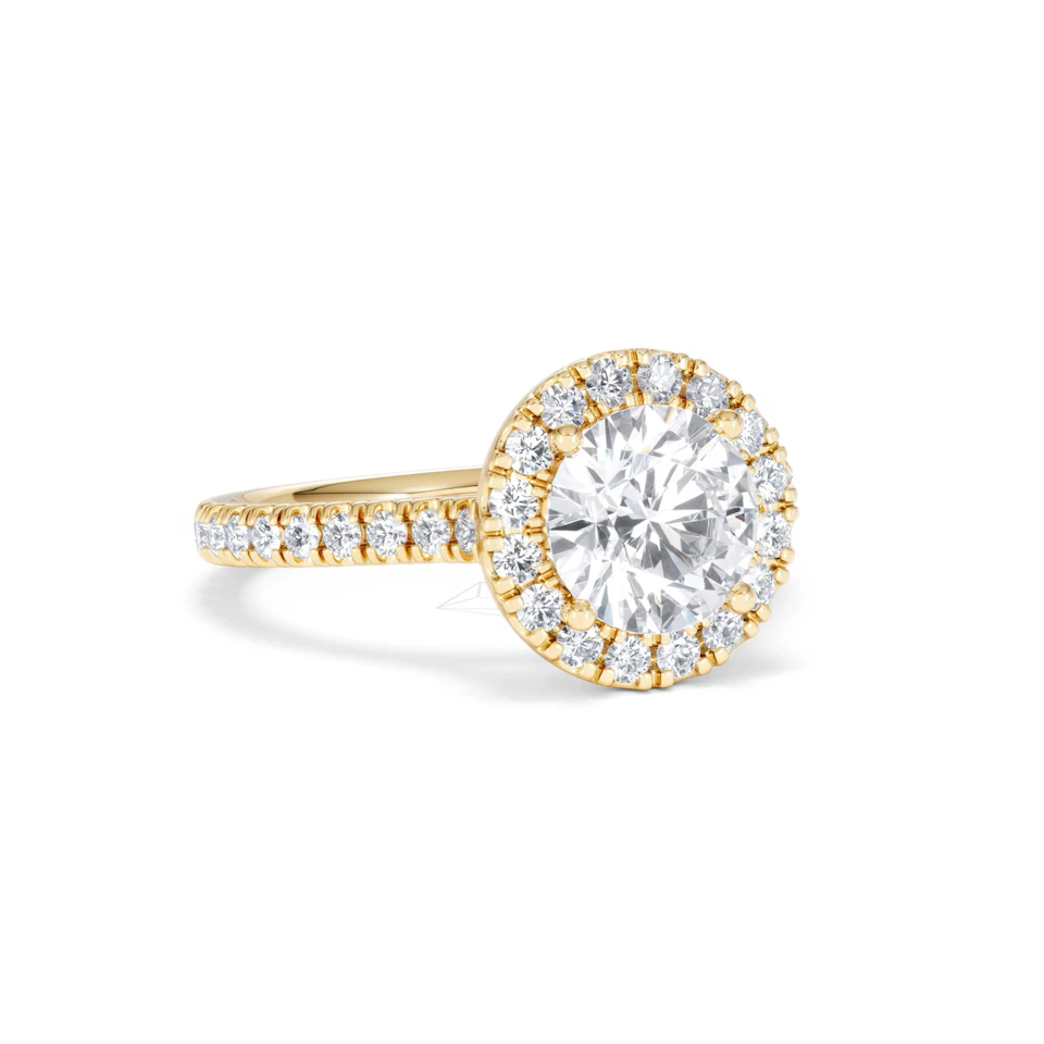 2.30ct Reina Lab Diamond Halo Engagement Ring in 18K Gold F/VS1