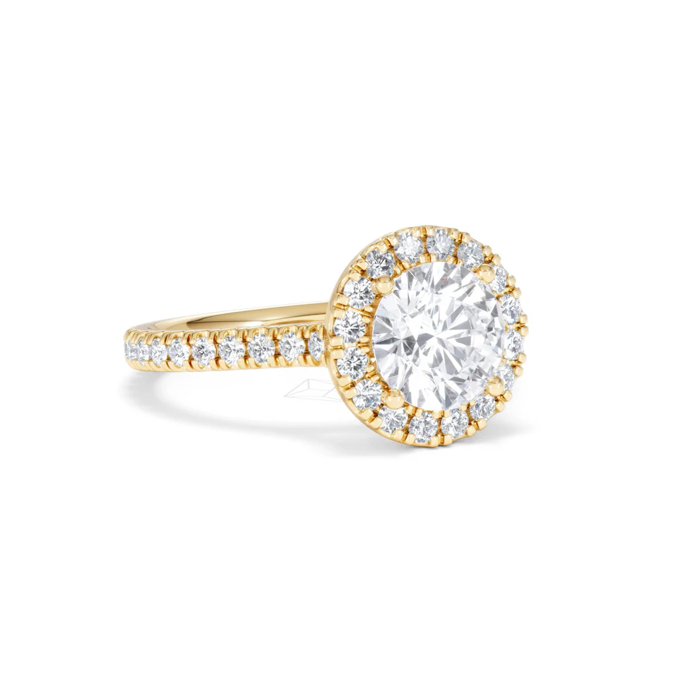 2.30ct Reina Lab Diamond Halo Engagement Ring in 18K Gold F/VS1