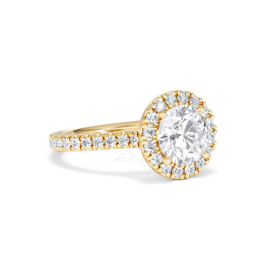 2.30ct Reina Lab Diamond Halo Engagement Ring in 18K Gold F/VS1