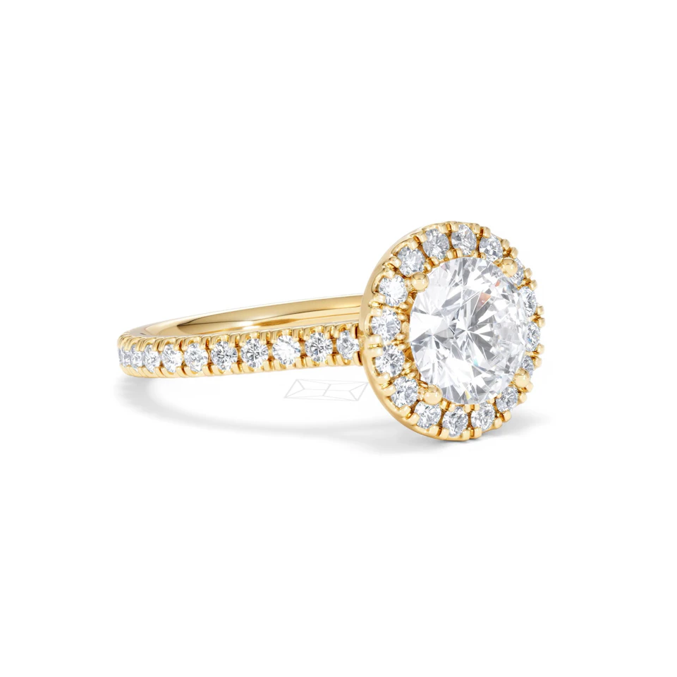 2.30ct Reina Lab Diamond Halo Engagement Ring in 18K Gold F/VS1