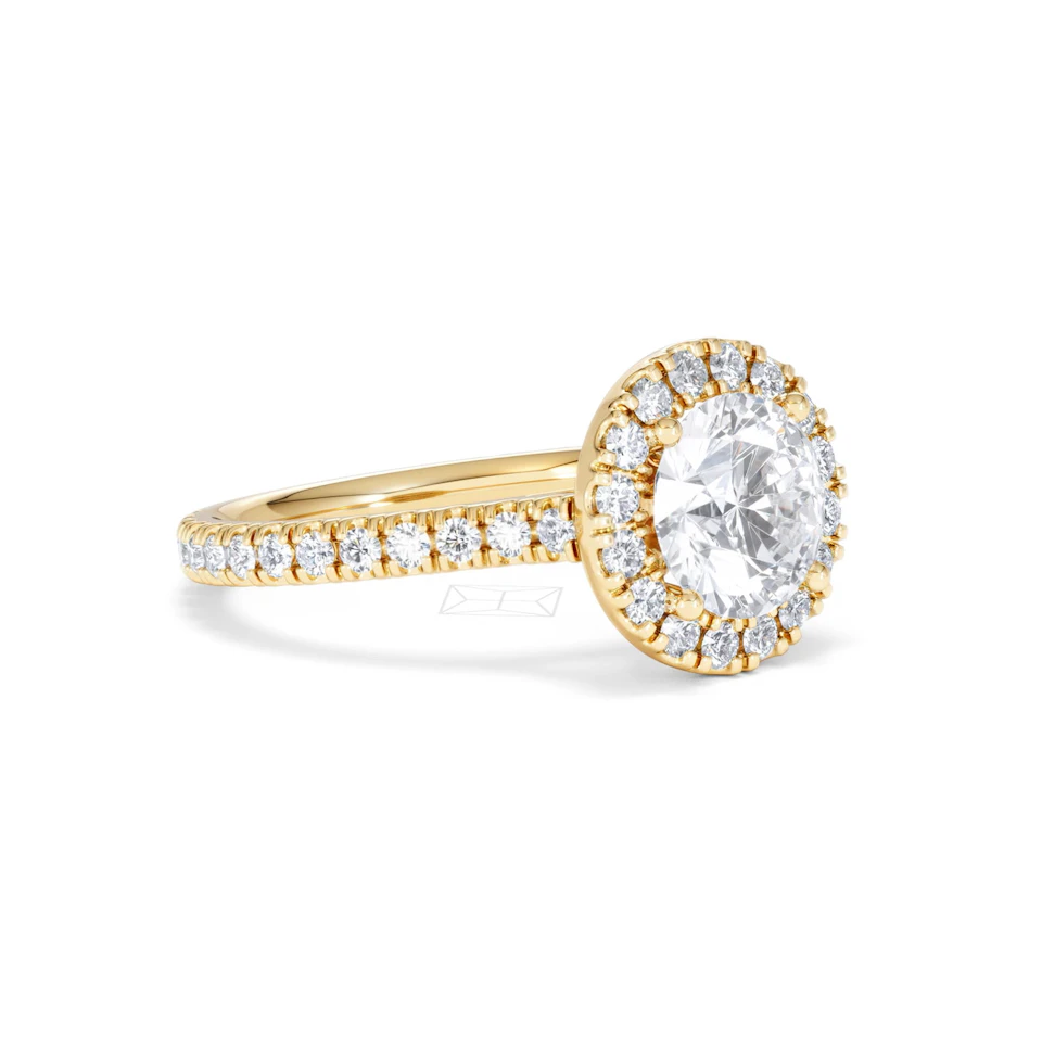 2.30ct Reina Lab Diamond Halo Engagement Ring in 18K Gold F/VS1