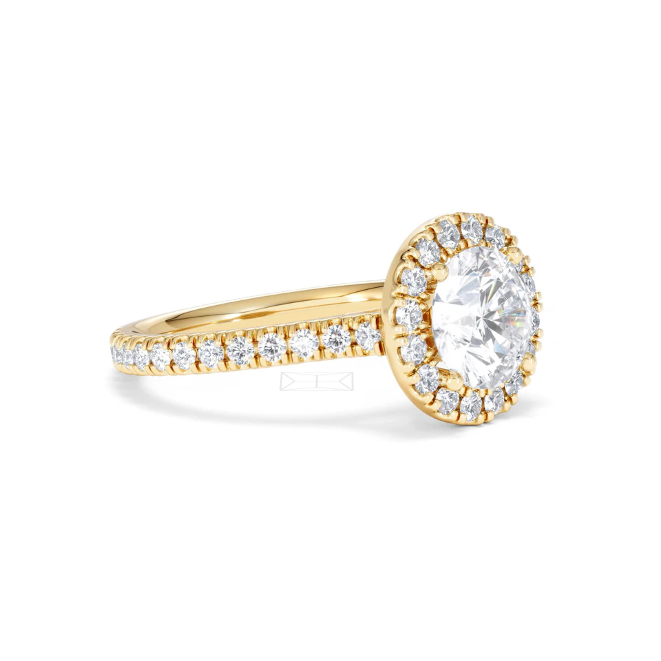 2.30ct Reina Lab Diamond Halo Engagement Ring in 18K Gold F/VS1
