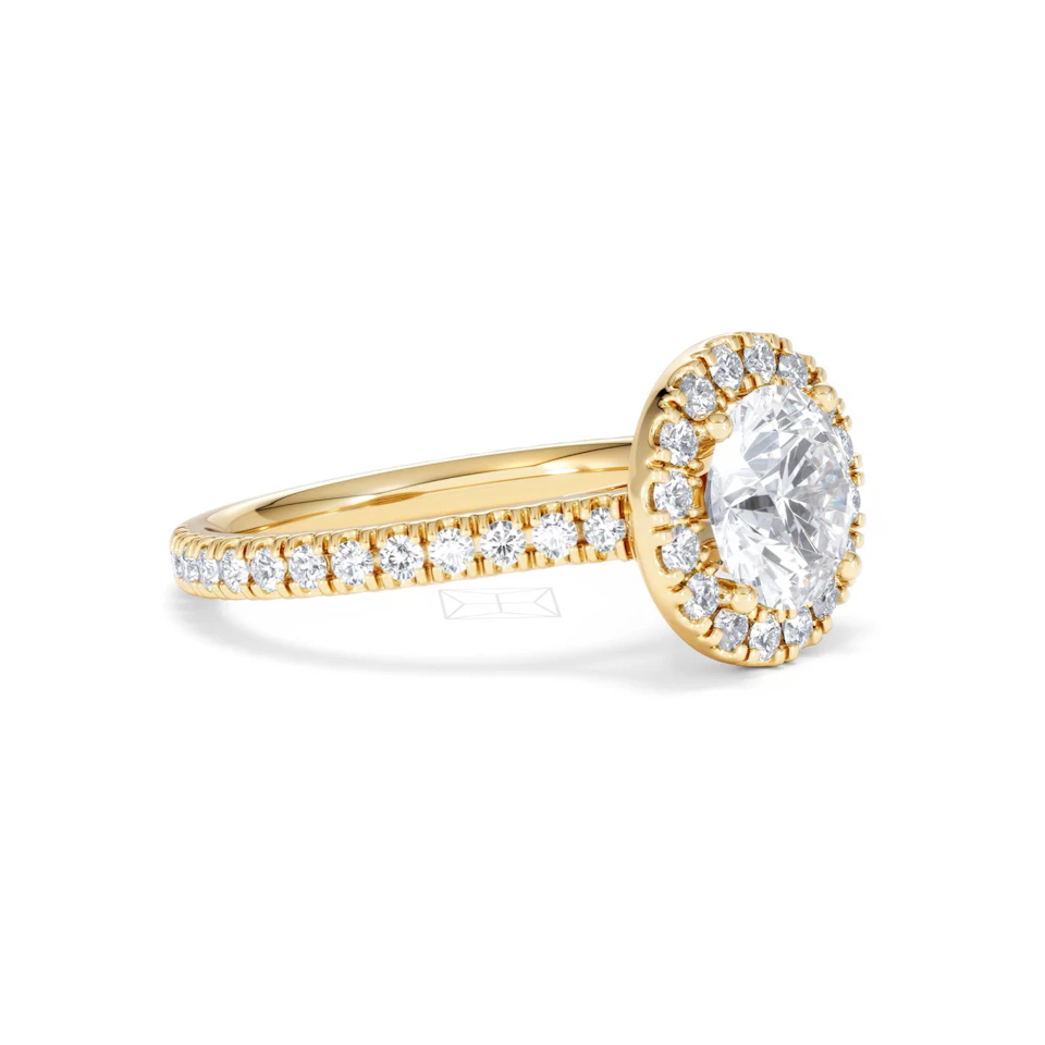 2.30ct Reina Lab Diamond Halo Engagement Ring in 18K Gold F/VS1
