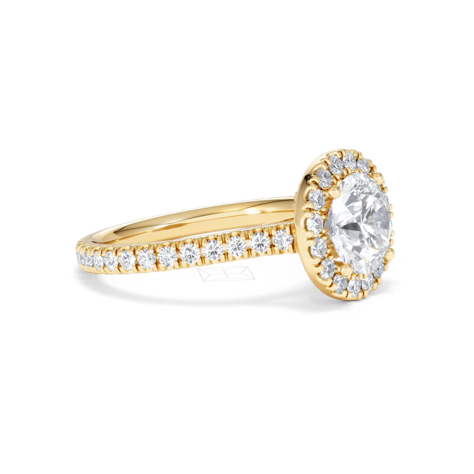 2.30ct Reina Lab Diamond Halo Engagement Ring in 18K Gold F/VS1