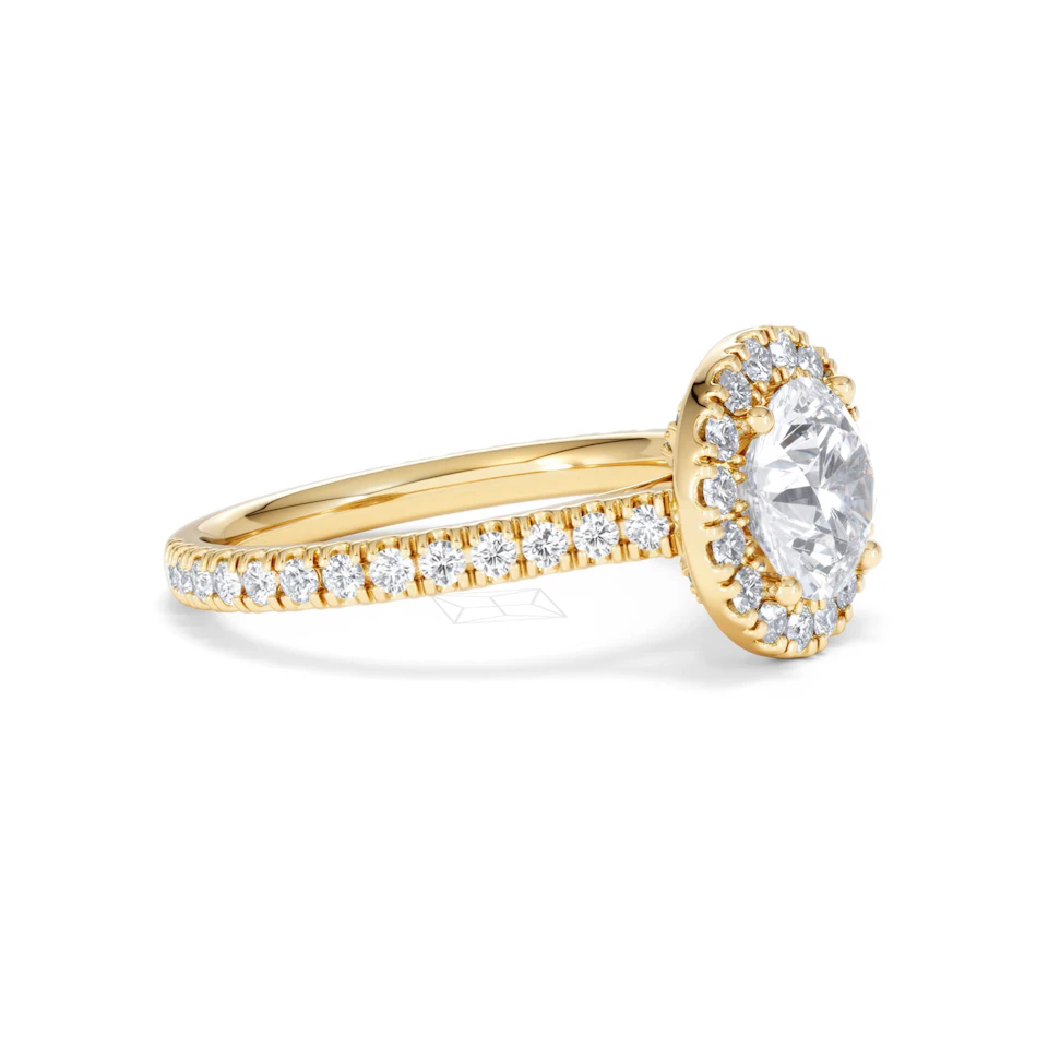 2.30ct Reina Lab Diamond Halo Engagement Ring in 18K Gold F/VS1