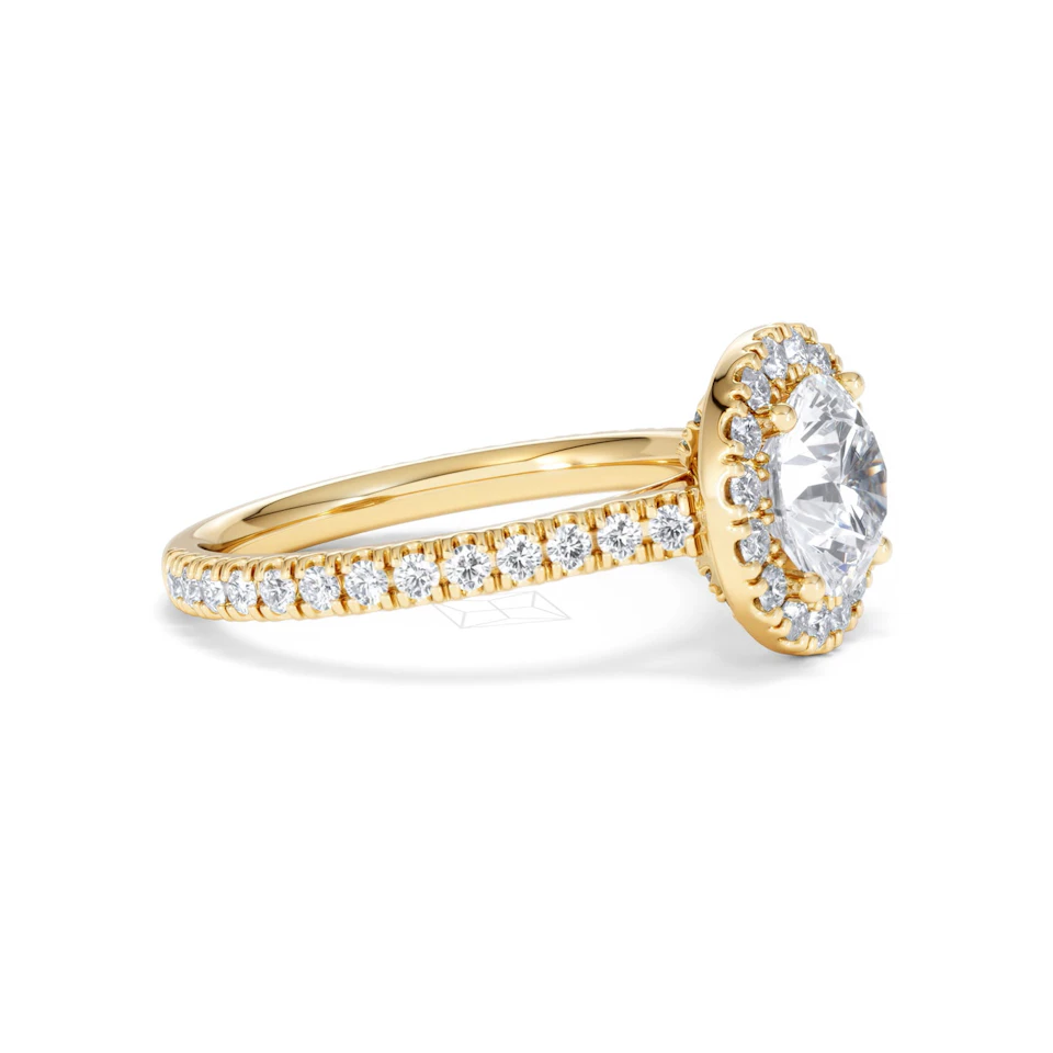 2.30ct Reina Lab Diamond Halo Engagement Ring in 18K Gold F/VS1
