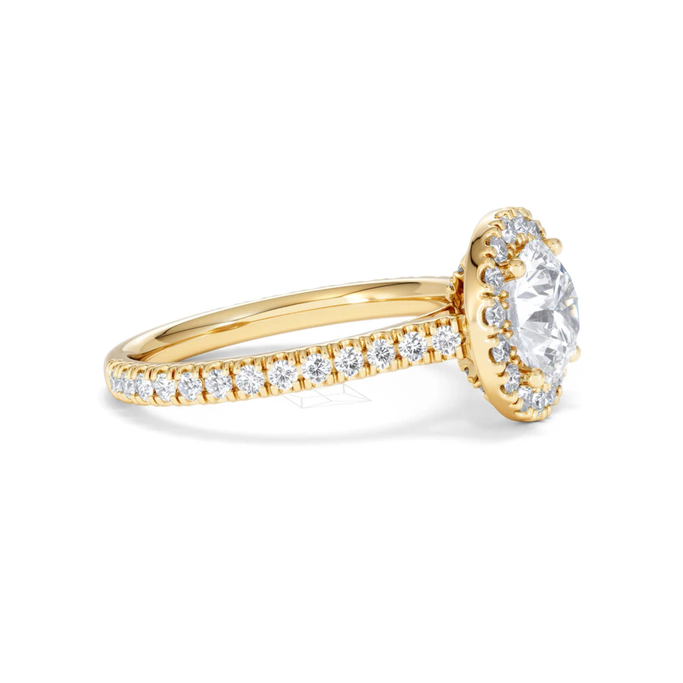 2.30ct Reina Lab Diamond Halo Engagement Ring in 18K Gold F/VS1